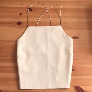 Backless white halter crop top thin straps